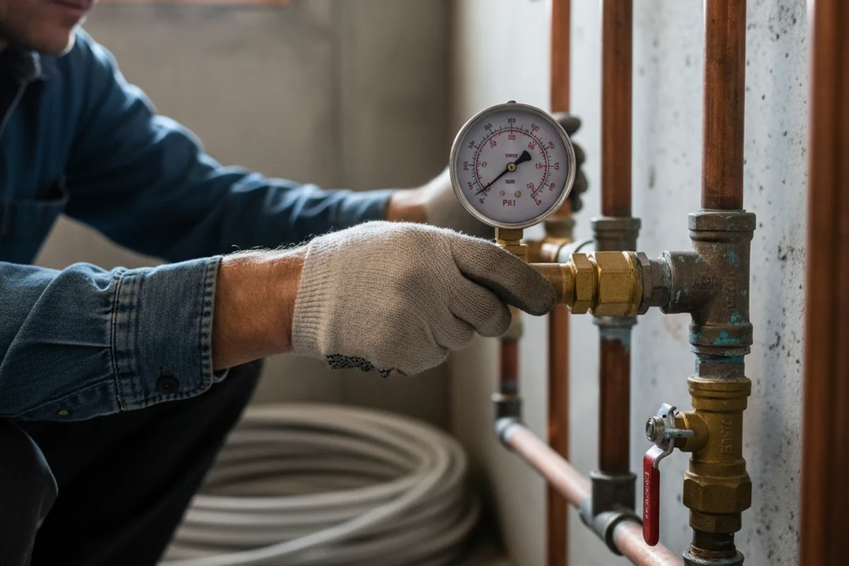 Pressure testing a repaired line during Water Line Repair in New Buffalo